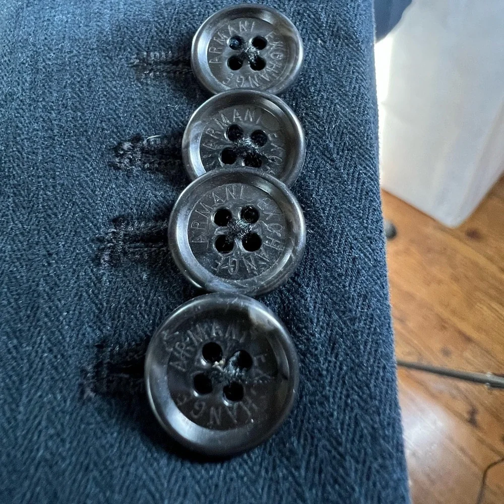 Armani Exchange Mens Single Breasted Ridged Corduroy Blazer Navy Blue Size 40R - Picture 6 of 13